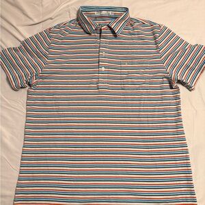 Criquet Slim Fit Polo in White, Blue & Red